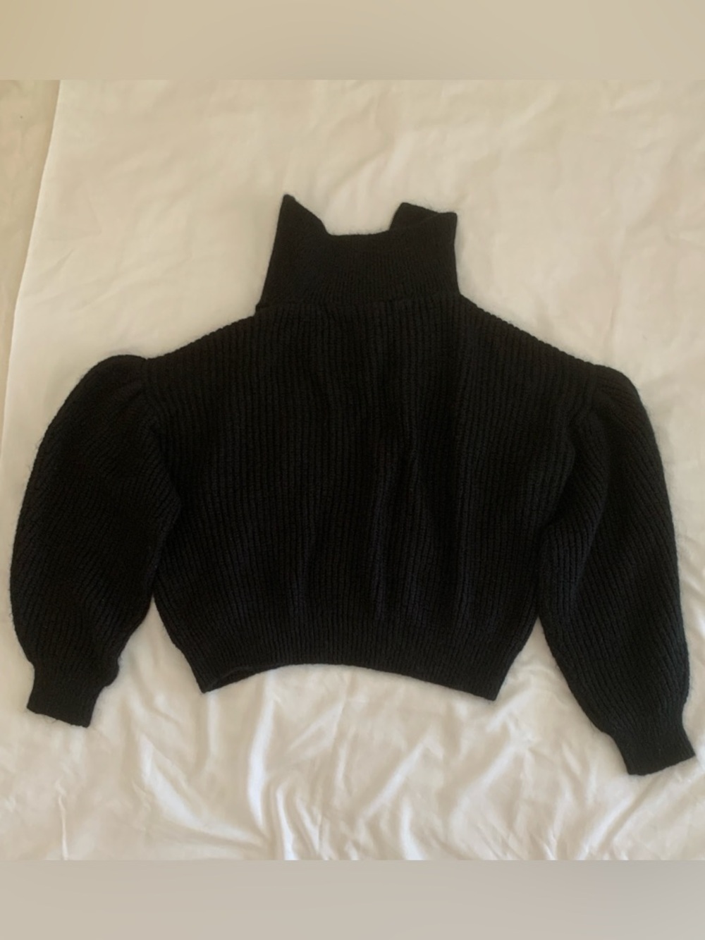 THE KOOPLES Black Heavyweight Ribbed Half Zip Cropped Sweater Size 1 EUC - Picture 4 of 8